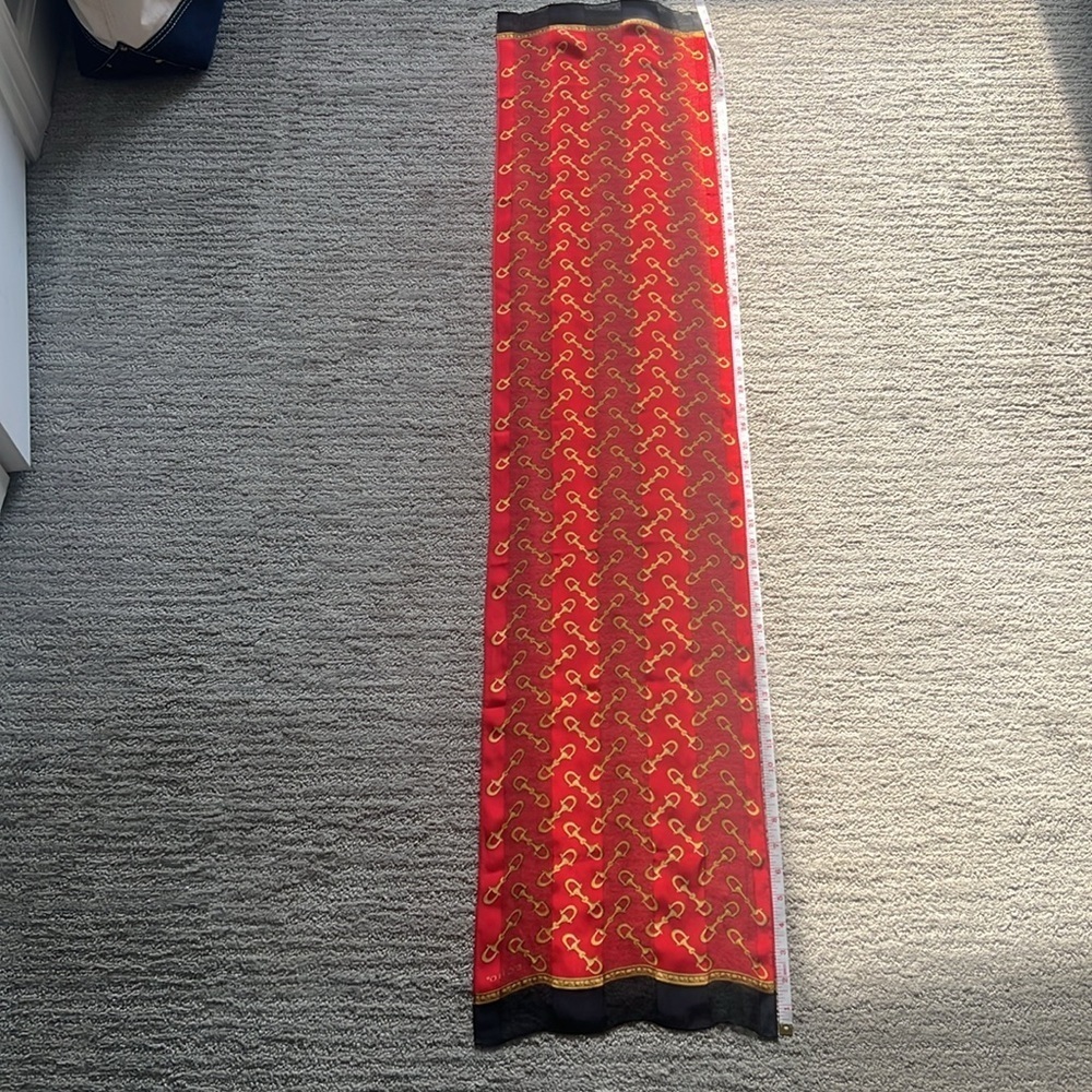 Echo Scarf Sill Red and Gold | Vintage | Western | Equestrian | Quiet Luxury - Picture 10 of 10